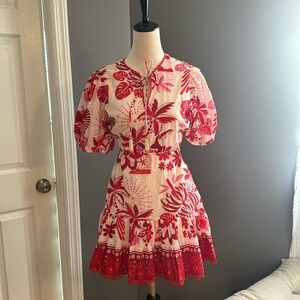 Farm Rio size small red and white mini dress